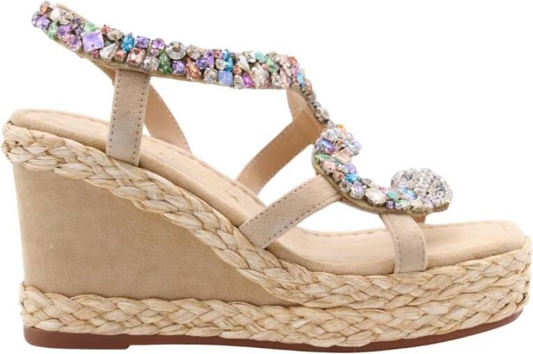 Alma en Pena Gevlochten hak sandaal Beige Dames