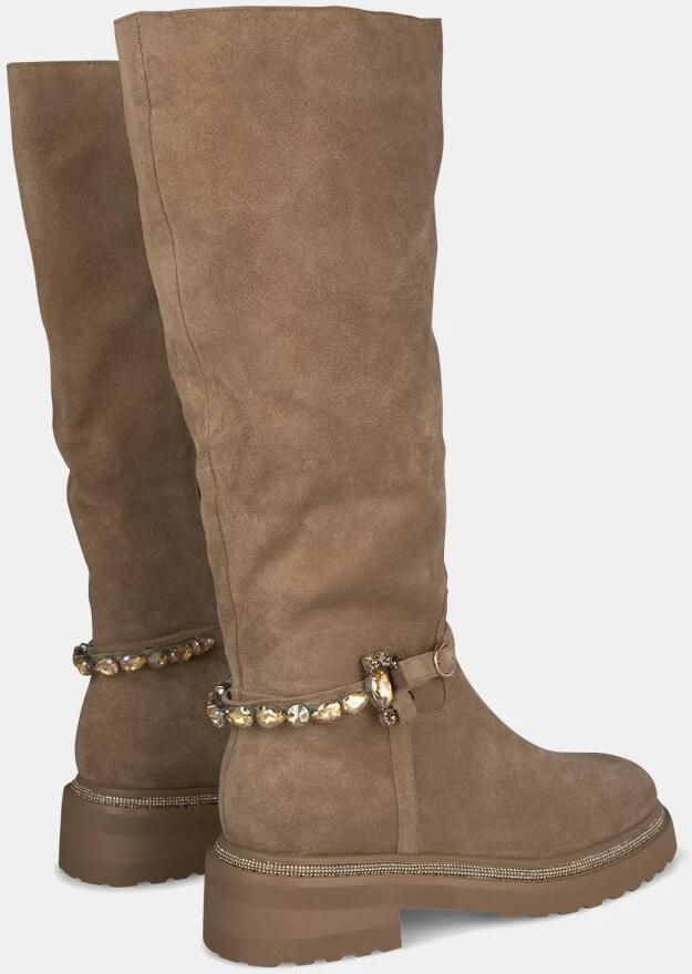 Alma en Pena Leren Hoge Laarzenjes met ronde neus Brown Dames