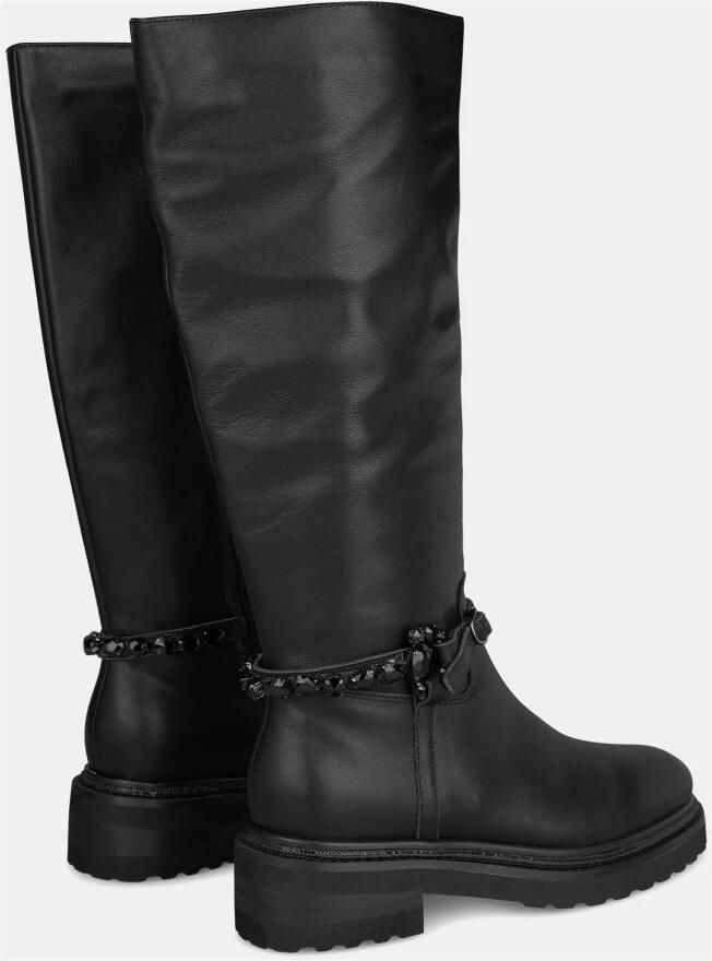 Alma en Pena Leren Hoge Laarzenjes met ronde neus Black Dames