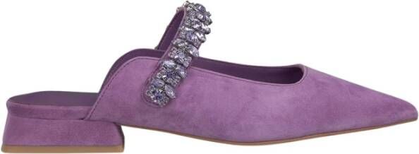 Alma en Pena Platte Rhinestone Strap Schoen Purple Dames