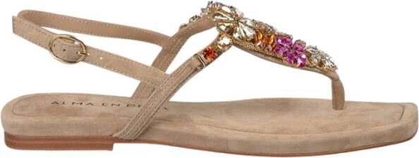 Alma EN Pena Platte teensandaal met strass