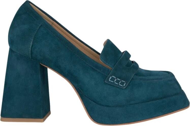 Alma en Pena Pumps met Blokhak en Vierkante Neus Blue Dames