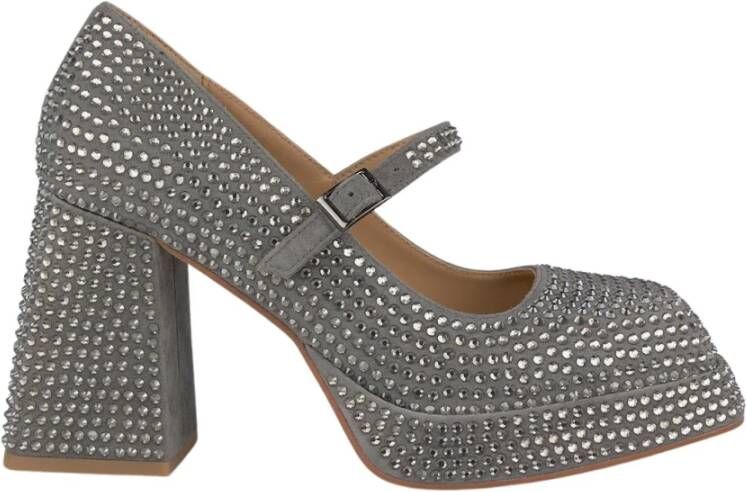 Alma en Pena Pumps met kralen en vierkante neus Gray Dames