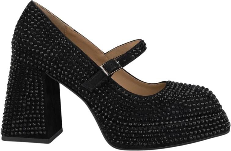 Alma en Pena Pumps met vierkante neus en strass Black Dames