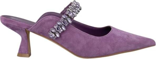 Alma en Pena Puntige Neus Hak Schoen Gesp Sluiting Purple Dames