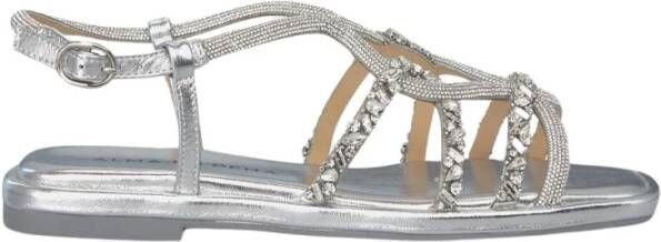 Alma en Pena Rhinestone Gevlochten Platte Sandaal Gray Dames