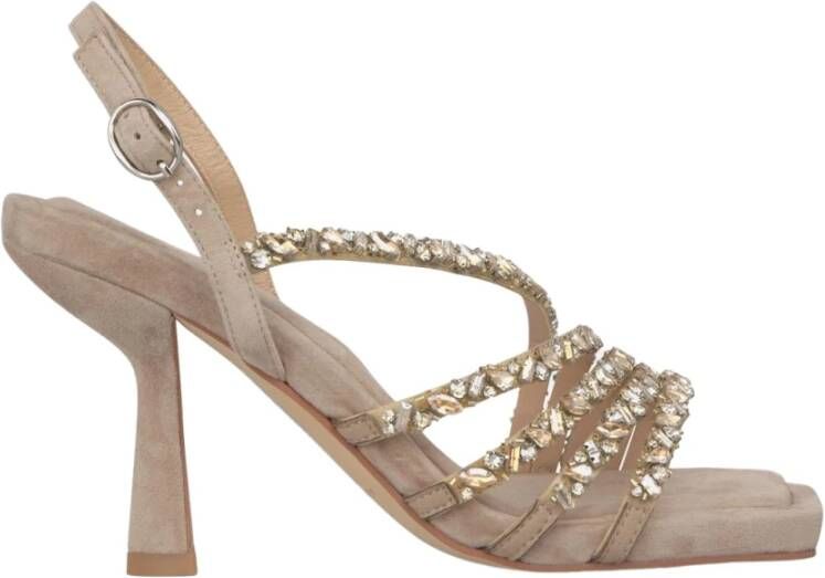 Alma en Pena Rhinestone Hiel Sandaal Banden Brown Dames
