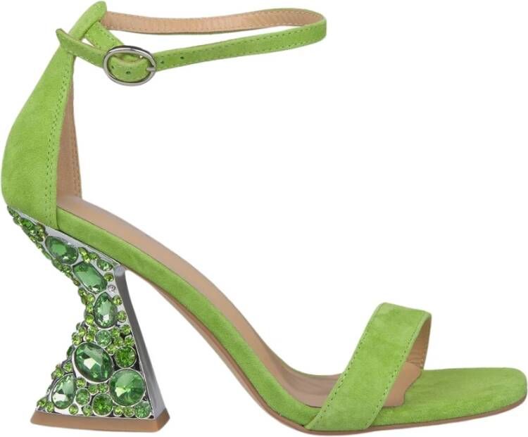 Alma en Pena Rhinestone High Heel Sandals Green Dames