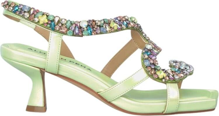 Alma en Pena Rhinestone Kitten Sandal Green Dames