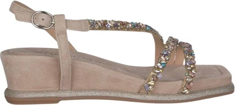 Alma en Pena Beige Casual Suède Damessandalen Beige Dames