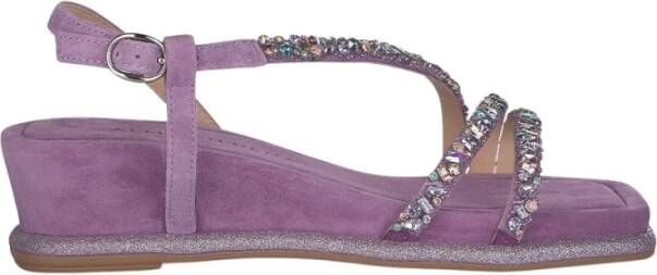 Alma en Pena Rhinestone Sleehak Sandalen Purple Dames
