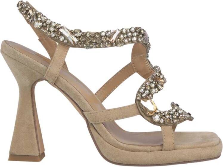 Alma en Pena Rhinestone Snake Hak Sandalen Brown Dames