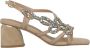 Alma en Pena Rhinestone Square Heel Sandal Beige Dames - Thumbnail 4