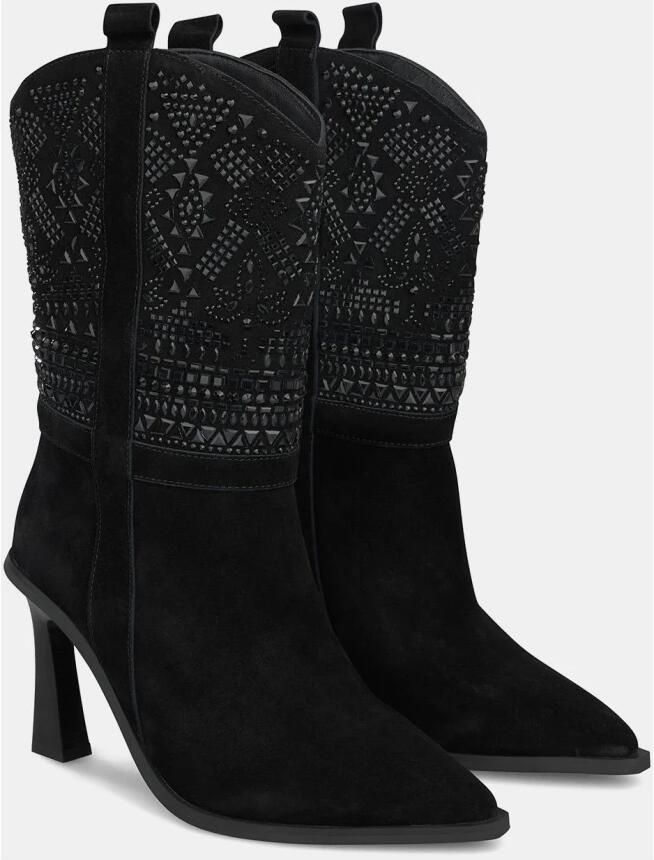 Alma en Pena Stiletto Enkellaarsjes met Strass Black Dames