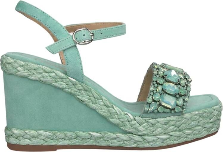 Alma en Pena Rhinestone Strap Sleehak Sandaal Green Dames