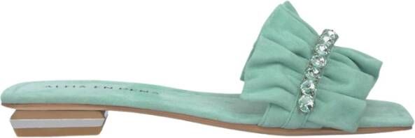 Alma en Pena Ruffle Flat Sandal Green Dames