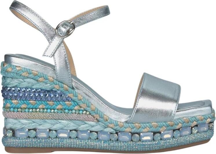 Alma en Pena Sandaal met sleehak en strass details Blue Dames