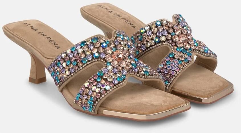 ALMA EN PENA Sandalen met dubbele band en strass - Foto 2