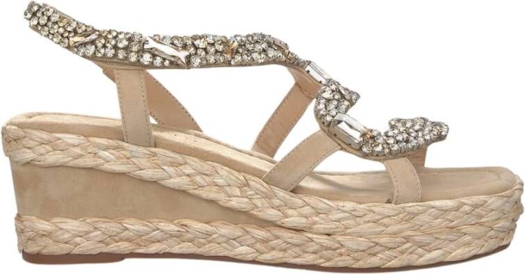 Alma en Pena Beige Casual Damessandalen met Hemp Sole Beige Dames