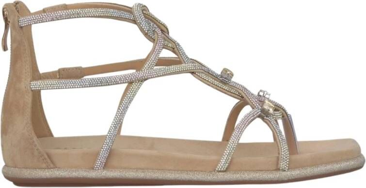 Alma en Pena Sprankelende Platte Sandaal Beige Dames
