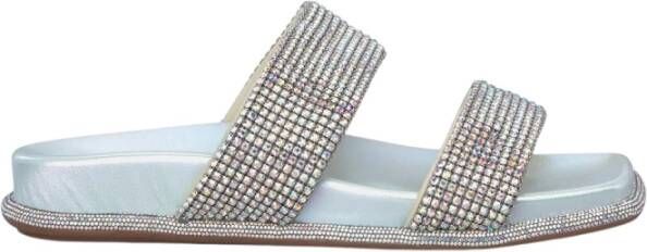 Alma en Pena Sprankelende Rhinestone Platte Sandaal Blue Dames