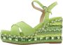 Alma en Pena Rhinestone Wedge Sandaal met Vlechtdetail Green Dames - Thumbnail 5