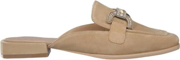 Alma en Pena Stirrup Rhinestone Mules Beige Dames