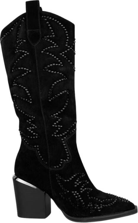 Alma en Pena Stoere Leren Cowboy Laarzen Black Dames