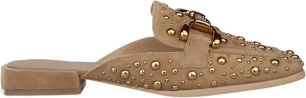 Alma en Pena Studded Flat Mules Brown Dames