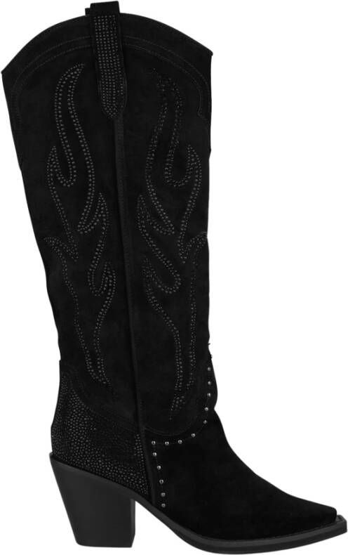 Alma en Pena Studded Leren Cowboy Laarzen Black Dames