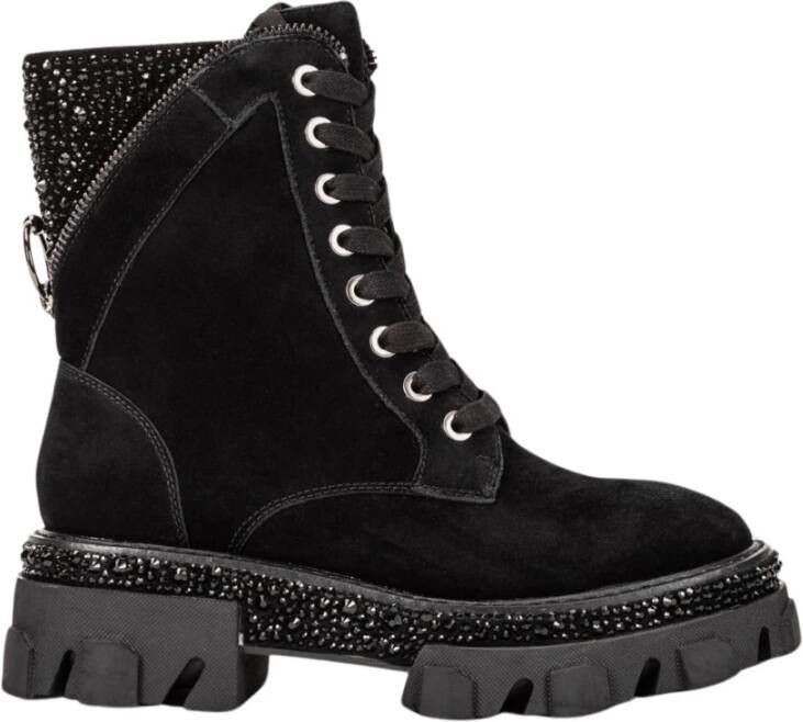 Alma en Pena Studded Leren Enkellaarzen Black Dames