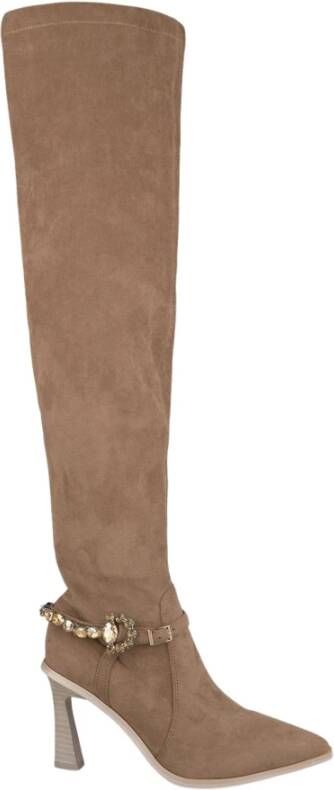 Alma en Pena Studded Leren High-Top Laarzen Brown Dames