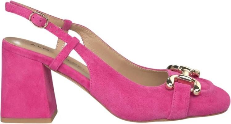 Alma en Pena Vierkante hak gesp schoen Pink Dames