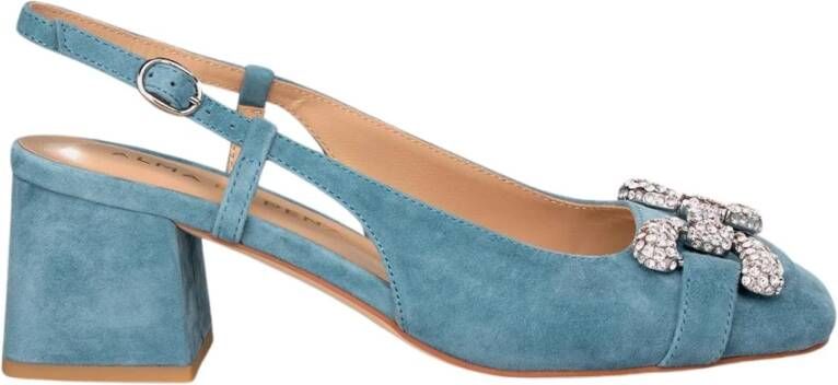 Alma en Pena Vierkante hak gesp schoenen Blue Dames