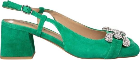 Alma en Pena Vierkante hak gesp schoenen Green Dames