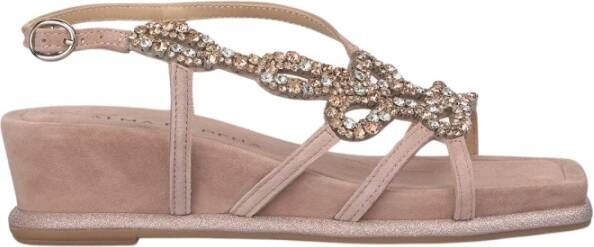ZHCBAUA Dames Vlinder Sandalen - Glitter Platform Sandalen Met Elastische Band