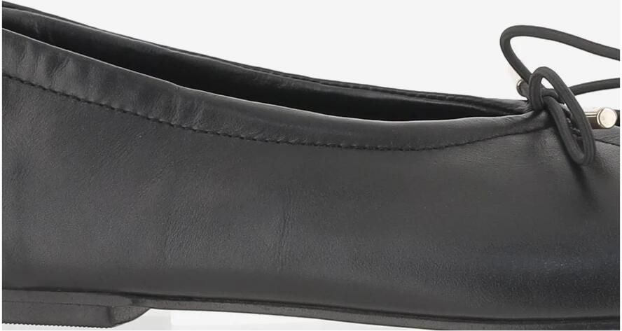 Alohas Zwarte Leren Keyhole Detail Platte Schoenen - Foto 5