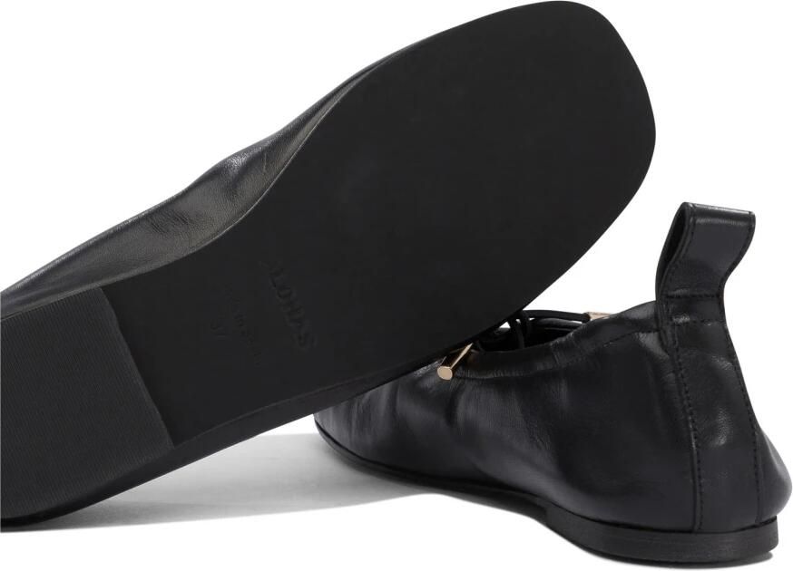 Alohas Zwarte Leren Keyhole Detail Platte Schoenen - Foto 3