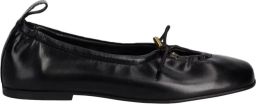 Alohas Zwarte Leren Keyhole Detail Platte Schoenen