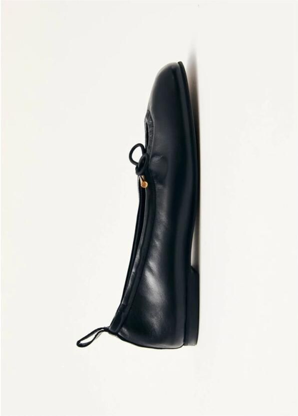 Alohas Zwarte Leren Keyhole Detail Platte Schoenen - Foto 7