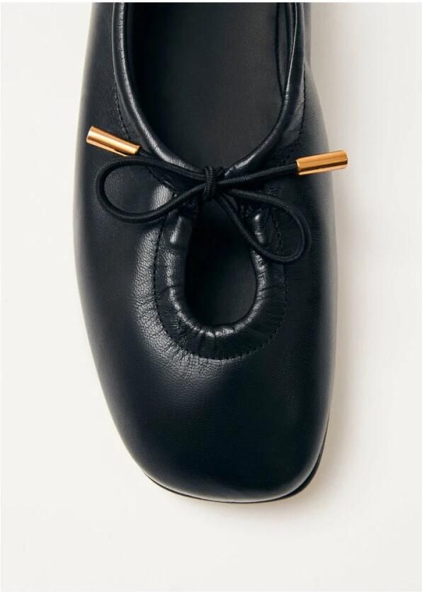 Alohas Zwarte Leren Keyhole Detail Platte Schoenen - Foto 6