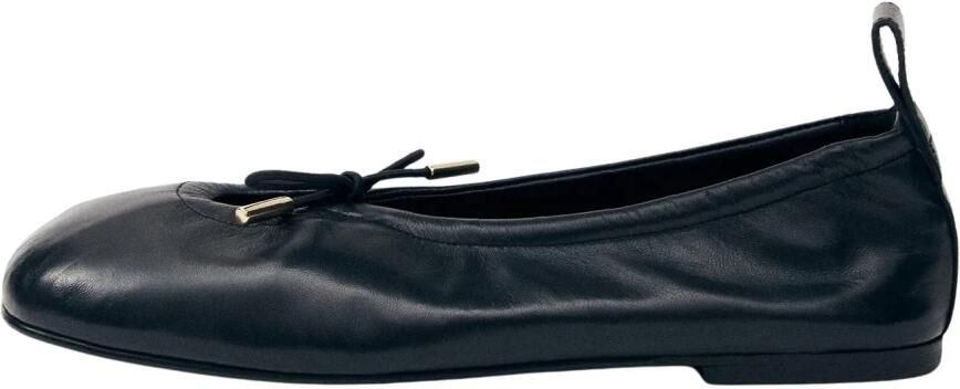 Alohas Zwarte Leren Keyhole Detail Platte Schoenen - Foto 9