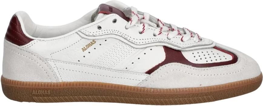 Alohas Tb.490 Rife Grain White Burgundy Leren Sneakers