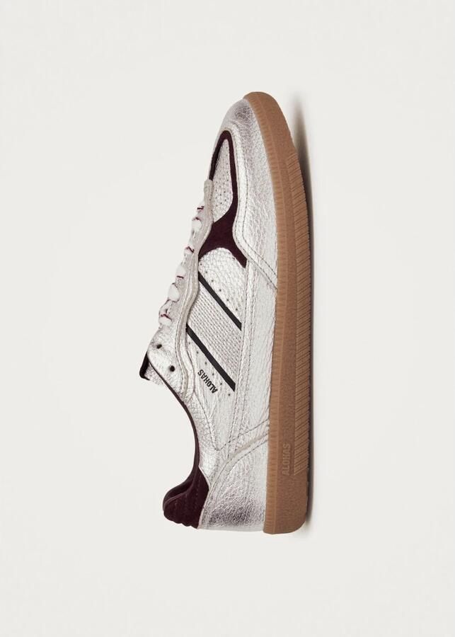 Alohas Tb.490 Graan Glanzend Zilver & Burgundy Leren Sneakers