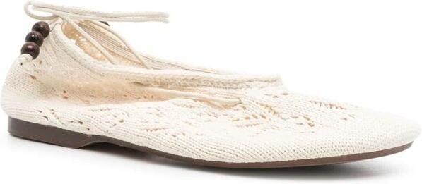 Alohas Witte lederen enkelband ballerina`s - Foto 2