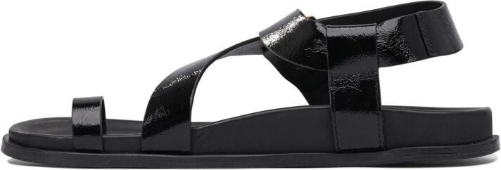 Alohas Zwarte Leren Sandalen voor Vrouwen