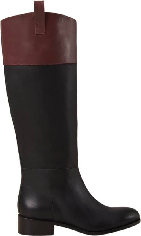 ALOHAS Billie Bicolor Zwart Bordeaux Leren Laarzen Black Dames