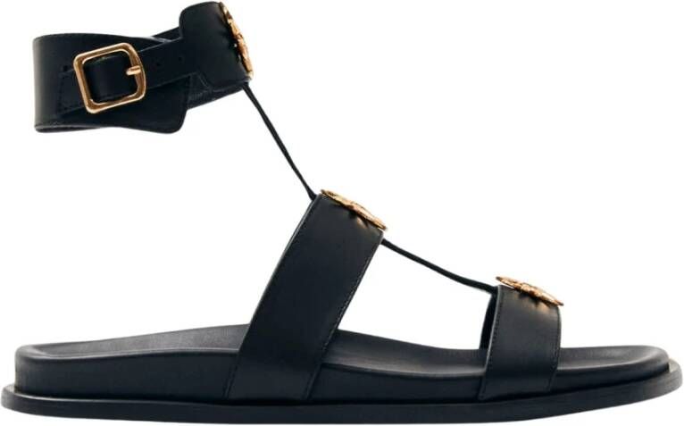 Alohas Clarisa Zwarte Leren Sandalen