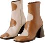 ALOHAS Bruine laarzen met crèmekleurige details Bruin Dames - Thumbnail 1