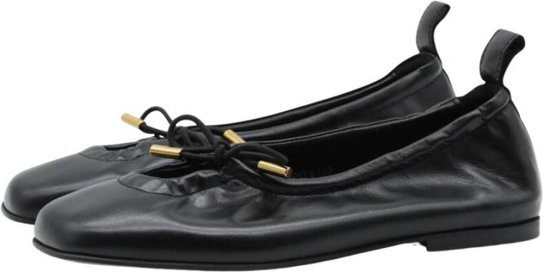 ALOHAS Zwarte leren balletflats Black Dames